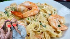 Sorprende a tu amorcito con un delicioso spaghetti a la crema con camarones