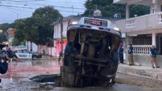 La tierra se traga un camión de volteo en Tampico