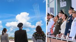 Foto que representa a Sheinbaum celebra el Día de la Fuerza Aérea Mexicana: "Me siento honrada de caminar y volar junto a ustedes"