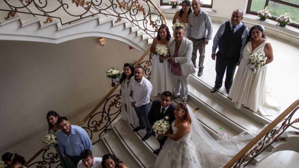 Boda colectiva por exreclusos como parte del Segundo Festival Iberoamericano de la Libertad que se lleva a cabo en el Complejo Cultural Los Pinos.