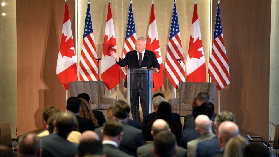 El político canadiense, en la Cámara de Comercio de Washington.