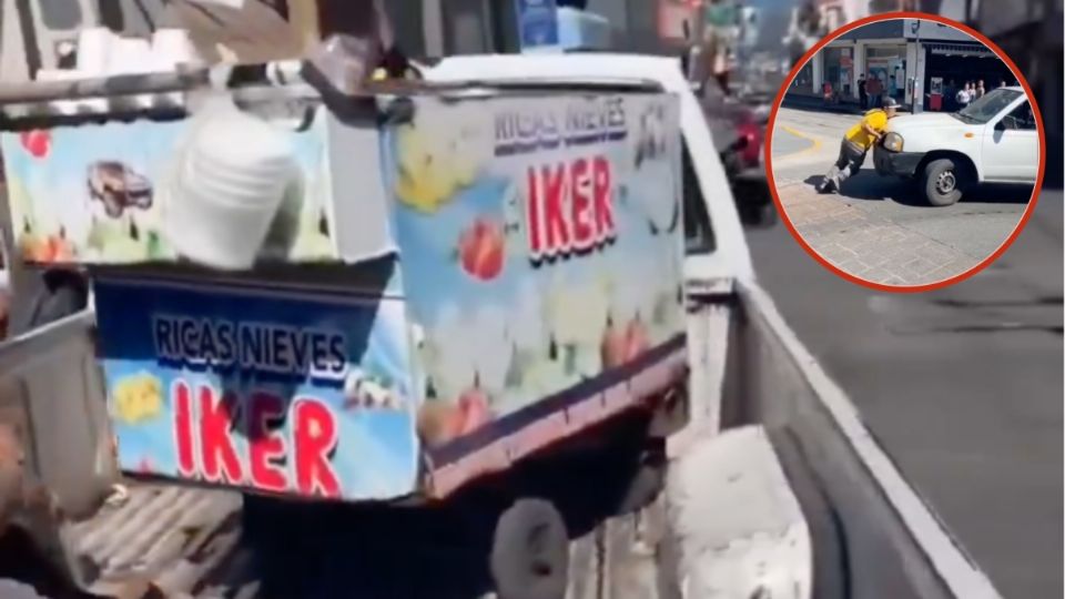 Inspectores de comercio del ayuntamiento de Córdoba, Veracruz, le quitaron su carrito a un vendedor de nieves en pleno centro de la ciudad. 