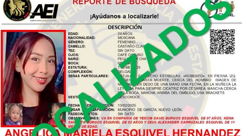 Localizan a Angélica Mariela y sus tres hijos tras dos semanas desaparecidos en Nuevo León