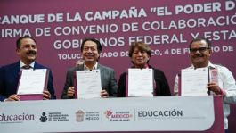 Foto que representa a Firma SEP y Gobierno del Estado de México convenio de colaboración en materia de alfabetización