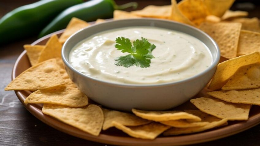 La receta saludable del dip cremoso de cilantro y jalapeño para acompañar las botanas el domingo de Super Bowl