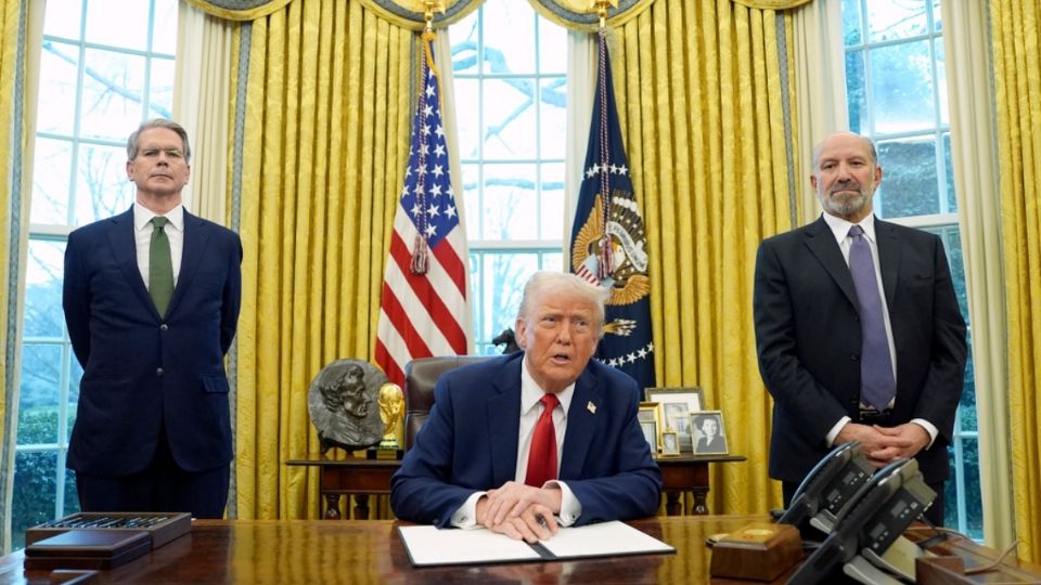 Presidente Donald Trump desde la oficina oval en Washington