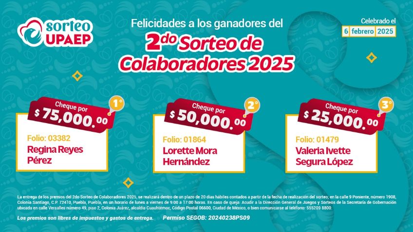 2do Sorteo de Colaboradores UPAEP: conoce a los afortunados ganadores