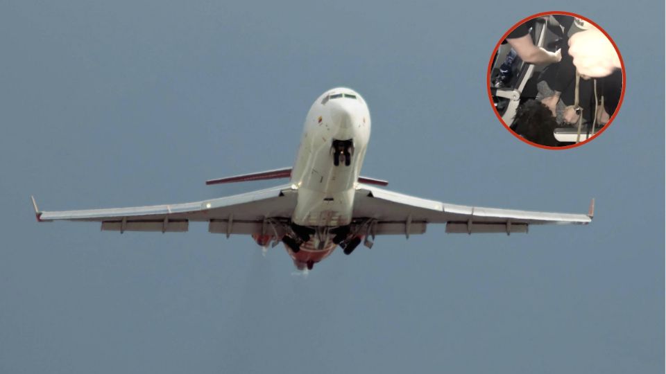 Pasajeros de un vuelo comercial de Frontier Airlines someten a un hombre que rompió la ventana interior del avión.