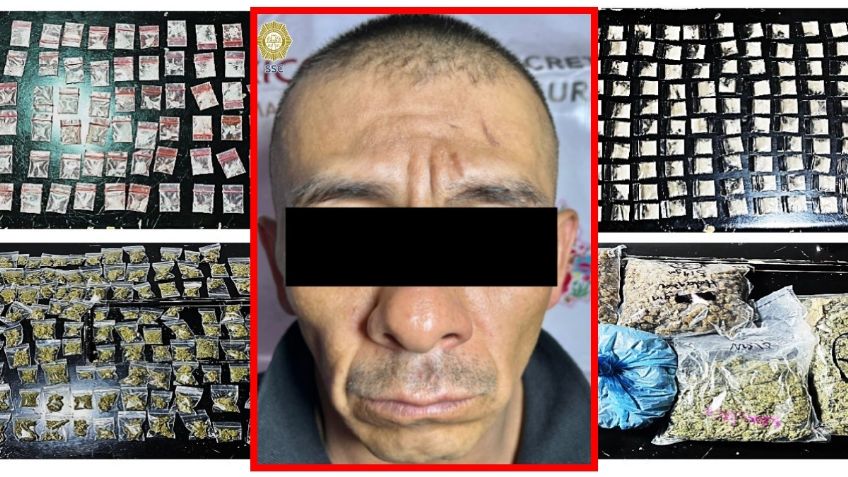 Detienen a hombre con antecedentes delictivos y aseguran 400 dosis de droga en Iztacalco, informa SSC