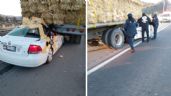 Foto ilustrativa de la nota titulada: Choque entre un taxi de Pachuca y un camión con pacas de zacate deja dos muertos y una niña lesionada, en Hidalgo