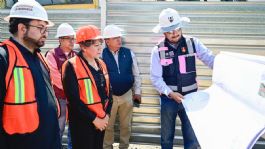 Foto que representa a Supervisa Delfina Gómez obras de la Línea III Mexicable en Naucalpan