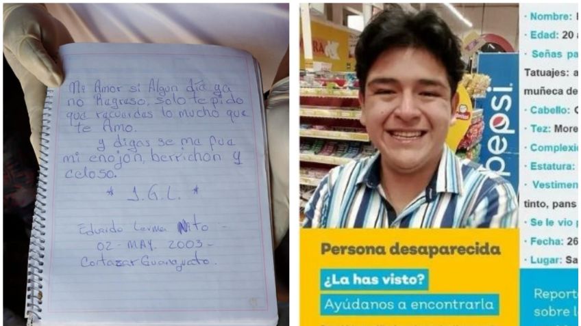 "Eduardo Lerma Nito, 2 de mayo del 2003", hallan carta de joven que estuvo desaparecido en Teuchitlán