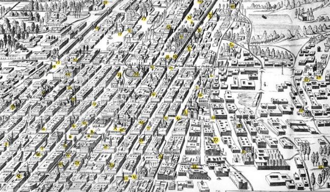 Ciudad de México en 1760. Mapa: López de Troncoso. 